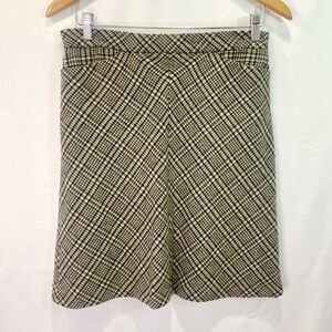 Gap Wool Blend Tweed Plaid Skirt Black Cream Gray Sz 8 Dark Academia School Girl